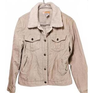 Tulle Anthropologie Women's Beige Corduroy Sherpa Lined Short Jacket‎ Size Small